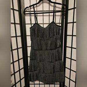 Black and Silver Fringe‎ Dress Size Small